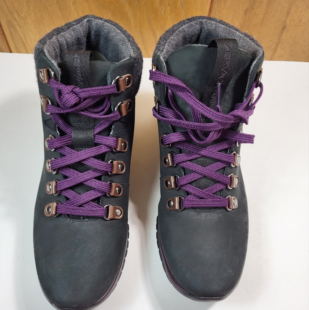 Cole Haan ZeroGrand Purple Lace Wool Collar Boots Women's Size 7B